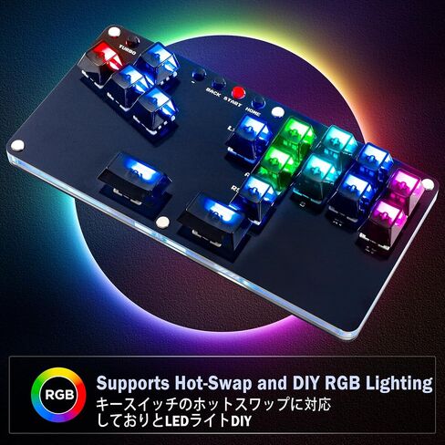 Arcade Stick 16 مفتاح Hitbox All-Button Gamerfinger مع وظائف توربو، وحدة تحكم Street Fight لأجهزة الكمبيوتر/Ps3/Ps4/Switch/Steam Gaming Keyboard - تدعم التبديل السريع وSOCD، وحدة تحكم مع RGB مخصص in Saudi Arabia