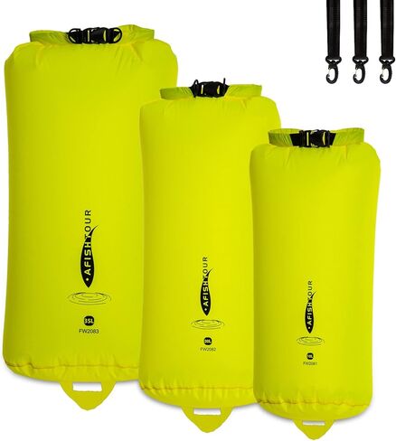 Waterproof Outdoor Dry Bags, 3Pack 35L/20L/10L Lightweight Dry Sacks for Kayaking Camping Hiking Traveling Rafting and Boating - Yellow in Kuwait