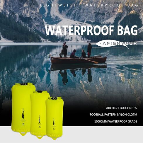 Waterproof Outdoor Dry Bags, 3Pack 35L/20L/10L Lightweight Dry Sacks for Kayaking Camping Hiking Traveling Rafting and Boating - Yellow in Kuwait