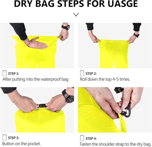 Waterproof Outdoor Dry Bags, 3Pack 35L/20L/10L Lightweight Dry Sacks for Kayaking Camping Hiking Traveling Rafting and Boating - Yellow in Kuwait