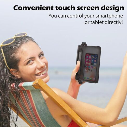 2-Pack Waterproof Pouch with Adjustable Waist Strap, Waterproof Dry Bag, Keeps Cell Phones and Valuables Safe and Dry, Perfect for Kayaking, Beach, Camping and Swimming (Black + Red) in Saudi Arabia