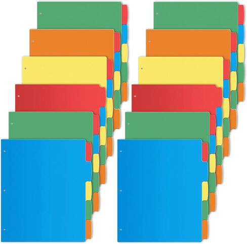 V-Opitos 12 Set 5-tab Index Dividers with 3 Holes Punched, Plastic Multicolor Dividers for 3 Ring Binders, 60 Pcs Dividers for School & Office Supplies in Saudi Arabia