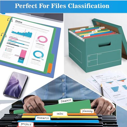 V-Opitos 12 Set 5-tab Index Dividers with 3 Holes Punched, Plastic Multicolor Dividers for 3 Ring Binders, 60 Pcs Dividers for School & Office Supplies in Saudi Arabia