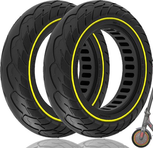 إطار مطاطي صلب 10x2.125، 10x2/54-152,50/75-6.1 إطار بدون أنبوب مناسب لـ Ninebot F25 F30 F40 F65 Gotrax G4 Xr V2 Apex Hiboy S2 pro سكوتر كهربائي، عجلة مقاومة للثقب 10x2 بوصة سوداء قطعة واحدة in Saudi Arabia