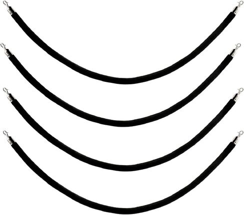 NovelBee 4 قطع من الحبال المخملية السوداء مع خطافات سوداء، حبال حاجز طابور بطول 10 أقدام، حواجز أمان من الحبال المخملية للتحكم في الحشود لتزيين الحفلات in Kuwait