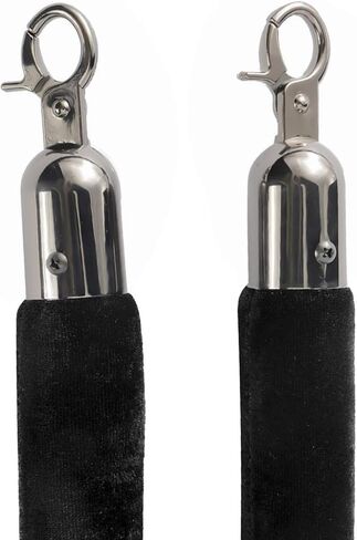 NovelBee 4 قطع من الحبال المخملية السوداء مع خطافات سوداء، حبال حاجز طابور بطول 10 أقدام، حواجز أمان من الحبال المخملية للتحكم في الحشود لتزيين الحفلات in Kuwait