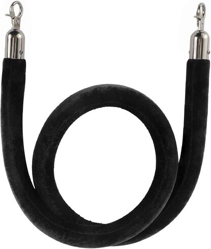 NovelBee 4 قطع من الحبال المخملية السوداء مع خطافات سوداء، حبال حاجز طابور بطول 10 أقدام، حواجز أمان من الحبال المخملية للتحكم في الحشود لتزيين الحفلات in Kuwait