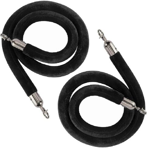 NovelBee 4 قطع من الحبال المخملية السوداء مع خطافات سوداء، حبال حاجز طابور بطول 10 أقدام، حواجز أمان من الحبال المخملية للتحكم في الحشود لتزيين الحفلات in Kuwait