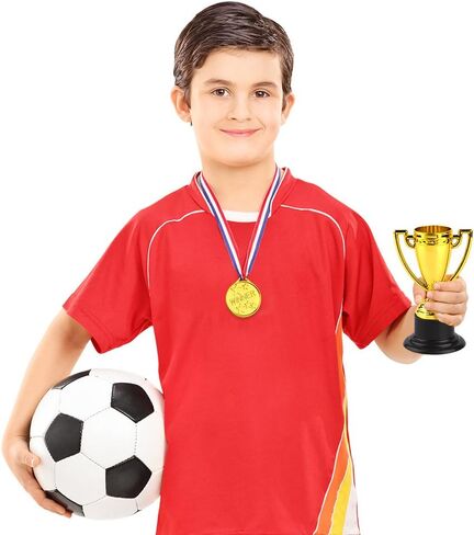 FEPITO 30 Pcs Trophies Medals Set 10Pcs Gold Plastic Trophy Cup and 20Pcs Winner Medals for Kid Party Sports Awards in Saudi Arabia