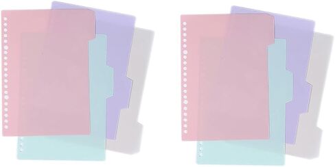 Binder Dividers with 4 Tabs 1 Set 20 Rings A5 Multicolor Tabs Dividers Index Table of Contents Dividers in Saudi Arabia