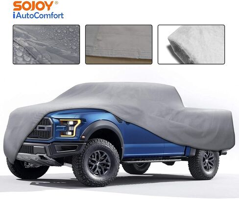 غطاء سيارة Sojoy iAutoComfort Truck Car Cover لجميع الأحوال الجوية للحماية من الماء يناسب سيارة Ford F150 2001-2019 Raptor - غطاء سيارة الشاحنة - واقي سيارة خارجي مسامي يصل إلى 228 بوصة in Kuwait