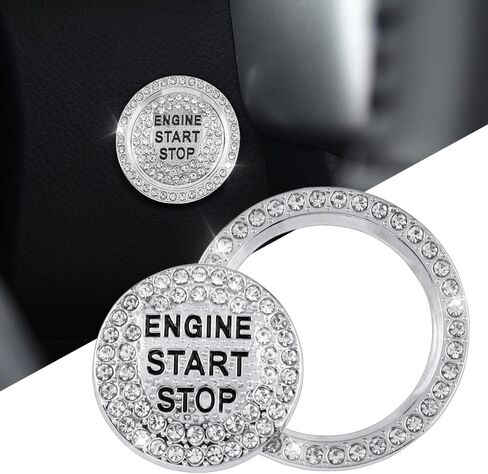 ملحقات سيارة UHONSN Bling لسيارة Toyota Crystal Engine Start Stop Button Cover ملصقات معدنية، ملصقات إشعال داخلية تلقائية، زخارف لامعة متوافقة مع Toyota RAV4 Camry Corolla Highlander 4Runner C-HR Avalon Land Cruiser in Kuwait
