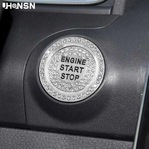 ملحقات سيارة UHONSN Bling لسيارة Toyota Crystal Engine Start Stop Button Cover ملصقات معدنية، ملصقات إشعال داخلية تلقائية، زخارف لامعة متوافقة مع Toyota RAV4 Camry Corolla Highlander 4Runner C-HR Avalon Land Cruiser in Kuwait