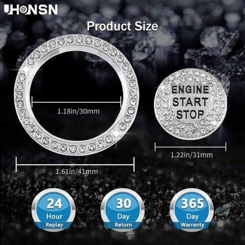ملحقات سيارة UHONSN Bling لسيارة Toyota Crystal Engine Start Stop Button Cover ملصقات معدنية، ملصقات إشعال داخلية تلقائية، زخارف لامعة متوافقة مع Toyota RAV4 Camry Corolla Highlander 4Runner C-HR Avalon Land Cruiser in Kuwait