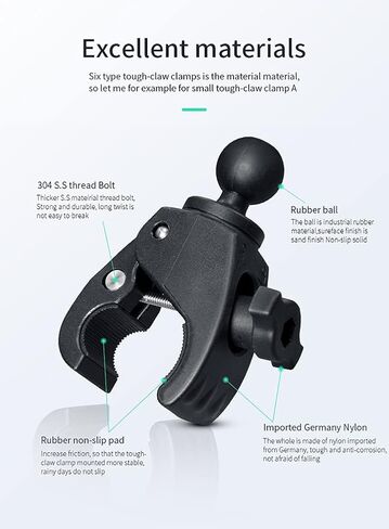 Tough-Claw Small Clamp Base with 1'' Ball for All Industry Standard 1 inch / 25mm / B Size Socket Arm, Compatible with RAM, Arkon, iBolt and More (1'' Ball Tough-Claw Clamp) in Kuwait