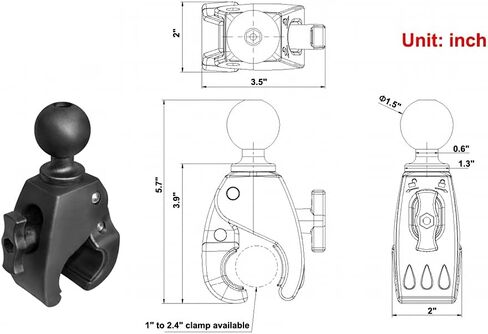 Tough-Claw Small Clamp Base with 1'' Ball for All Industry Standard 1 inch / 25mm / B Size Socket Arm, Compatible with RAM, Arkon, iBolt and More (1'' Ball Tough-Claw Clamp) in Kuwait
