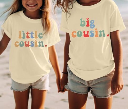 ابن عم قمصان للأطفال ابن عم كبير تي شيرت الفتيات طفل صغير ابن عم تي شيرت لطيف طفل رضيع الأسرة قمصان المشمش in Kuwait