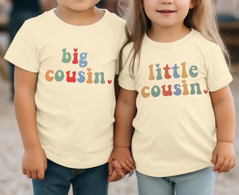 ابن عم قمصان للأطفال ابن عم كبير تي شيرت الفتيات طفل صغير ابن عم تي شيرت لطيف طفل رضيع الأسرة قمصان المشمش in Kuwait