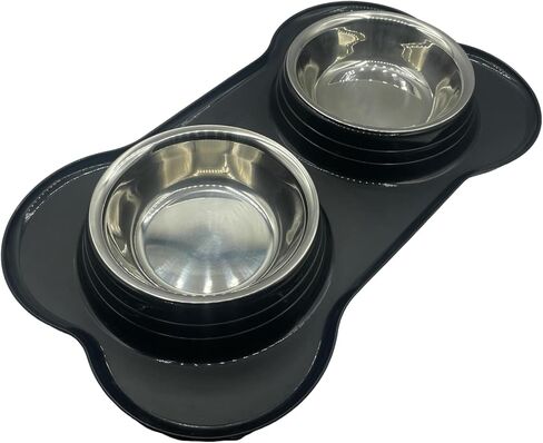 Pet Deluxe Double Dog Water and Food Bowls Stainless Steel Bowls with Non-Slip Resin Station, No Spill & Durable Design. Perfect for Small, Medium, Puppy (Lila) in Saudi Arabia