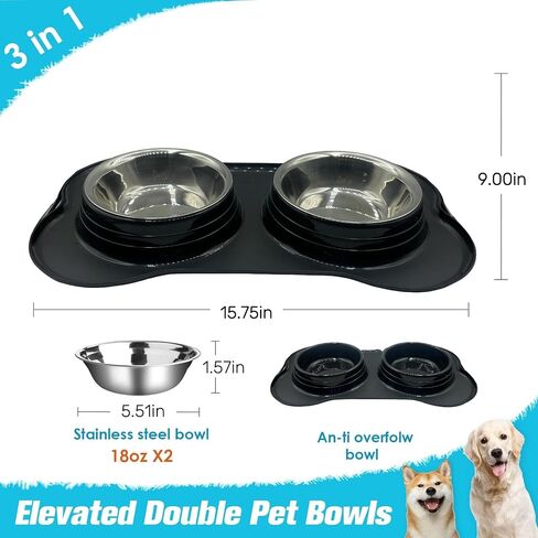 Pet Deluxe Double Dog Water and Food Bowls Stainless Steel Bowls with Non-Slip Resin Station, No Spill & Durable Design. Perfect for Small, Medium, Puppy (Lila) in Saudi Arabia