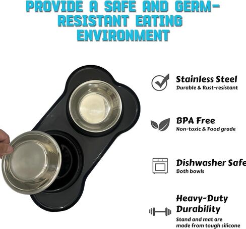 Pet Deluxe Double Dog Water and Food Bowls Stainless Steel Bowls with Non-Slip Resin Station, No Spill & Durable Design. Perfect for Small, Medium, Puppy (Lila) in Saudi Arabia