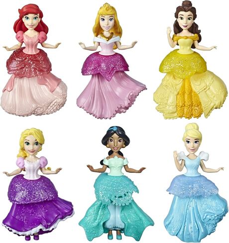 Disney Princess Collectible Dolls, Set of 6 with 6 Royal Clips Fashions, One-Clip Dresses, Toy for 3 Year Olds and Up in Saudi Arabia
