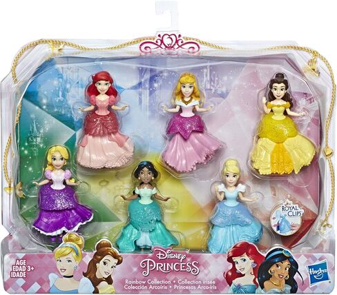 Disney Princess Collectible Dolls, Set of 6 with 6 Royal Clips Fashions, One-Clip Dresses, Toy for 3 Year Olds and Up in Saudi Arabia