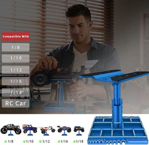 GLOBACT Multifunctional RC Car Stand RC Work Stand RC Repair Stand 360° Switch Rotation 5 Levels Height Lift or Lower with Screw Base for 1/8 1/10 1/12 1/16 1/18 RC Car Truck Crawler (Black) in Saudi Arabia