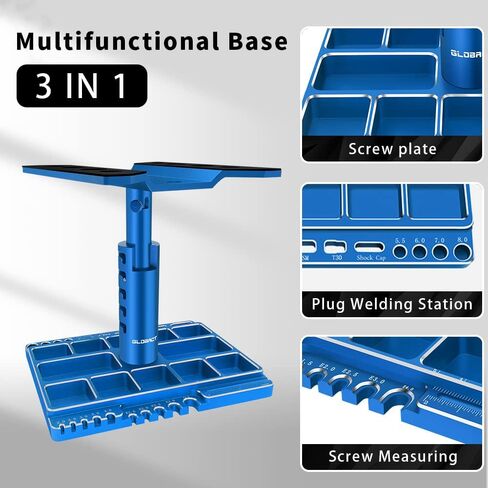 GLOBACT Multifunctional RC Car Stand RC Work Stand RC Repair Stand 360° Switch Rotation 5 Levels Height Lift or Lower with Screw Base for 1/8 1/10 1/12 1/16 1/18 RC Car Truck Crawler (Black) in Saudi Arabia