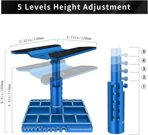 GLOBACT Multifunctional RC Car Stand RC Work Stand RC Repair Stand 360° Switch Rotation 5 Levels Height Lift or Lower with Screw Base for 1/8 1/10 1/12 1/16 1/18 RC Car Truck Crawler (Black) in Saudi Arabia