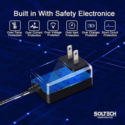[2-Pack, UL Listed] SOLTECH 12V 1A 12W Power Supply Adapter, AC 100-240V to DC 12Volt 1000mA Universal Adapter Cord for Samsung Wisenet Night Owl Lorex Q-See Swann CCTV Security Camera LED Lights in Kuwait