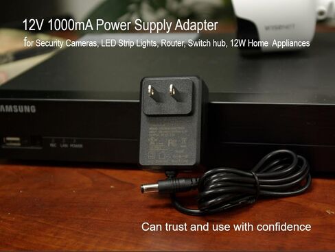 [2-Pack, UL Listed] SOLTECH 12V 1A 12W Power Supply Adapter, AC 100-240V to DC 12Volt 1000mA Universal Adapter Cord for Samsung Wisenet Night Owl Lorex Q-See Swann CCTV Security Camera LED Lights in Kuwait