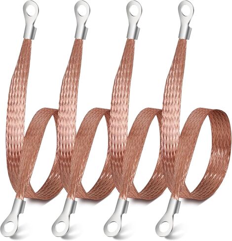 5PCS Universal Automotive Ground Strap,3pcs 10"x1/2" & 2pcs 13"x1/2" Tinned Copper Vehicle Grounding Cable Straps,Automotive Engine Braided Copper Ground Strap with 5/16" Rings Terminal Plugs in Saudi Arabia