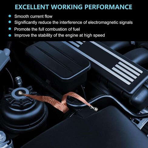 5PCS Universal Automotive Ground Strap,3pcs 10"x1/2" & 2pcs 13"x1/2" Tinned Copper Vehicle Grounding Cable Straps,Automotive Engine Braided Copper Ground Strap with 5/16" Rings Terminal Plugs in Saudi Arabia
