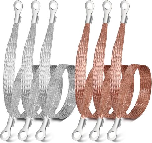 5PCS Universal Automotive Ground Strap,3pcs 10"x1/2" & 2pcs 13"x1/2" Tinned Copper Vehicle Grounding Cable Straps,Automotive Engine Braided Copper Ground Strap with 5/16" Rings Terminal Plugs in Saudi Arabia