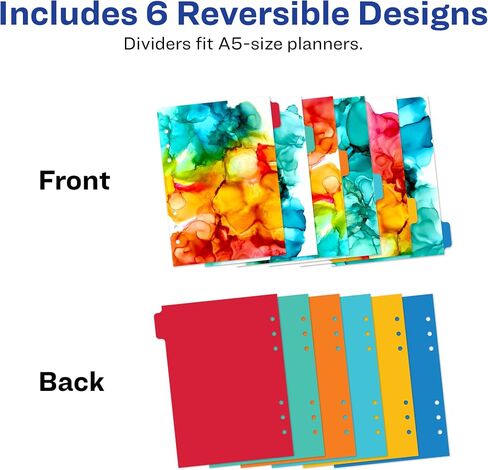 Avery Planner Dividers for A5 Planners, 6-Tab Set, Ombré Lines Watercolor Design, 1 Set (25433) in Saudi Arabia