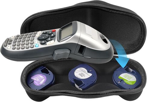 حافظة متوافقة مع ماكينة صنع الملصقات المحمولة DYMO LetraTag LT-100H/ 100H Plus، حقيبة تخزين طابعة الملصقات لطابعة الملصقات Dymo مع عبوات الشريط (الصندوق فقط) - أسود in Kuwait