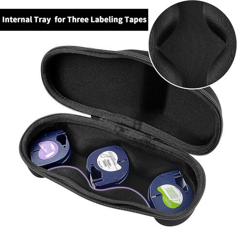 حافظة متوافقة مع ماكينة صنع الملصقات المحمولة DYMO LetraTag LT-100H/ 100H Plus، حقيبة تخزين طابعة الملصقات لطابعة الملصقات Dymo مع عبوات الشريط (الصندوق فقط) - أسود in Kuwait