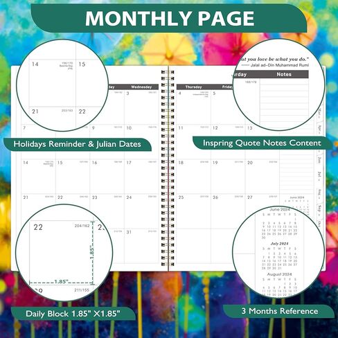 مخطط لمدة عامين 2024-2026 - مخطط التقويم الشهري 2024-2026، من JUL. 2024 إلى يونيو. 2026، 9 × 11 بوصة، 24 علامة تبويب شهرية وجيب خلفي in Kuwait