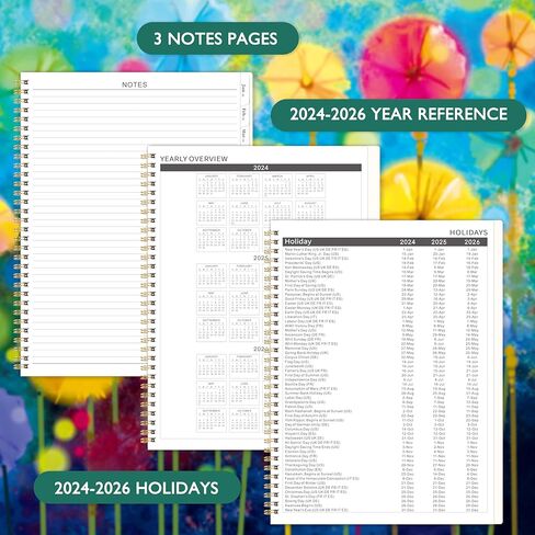 مخطط لمدة عامين 2024-2026 - مخطط التقويم الشهري 2024-2026، من JUL. 2024 إلى يونيو. 2026، 9 × 11 بوصة، 24 علامة تبويب شهرية وجيب خلفي in Kuwait