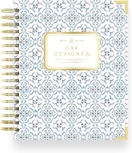 Day Designer 2024-2025 Daily Planner, July 2024 - June 2025, 7.4x9.5 Page Size, Daily Black Stripe Glossy Laminated Cover (Black Stripe) in Saudi Arabia