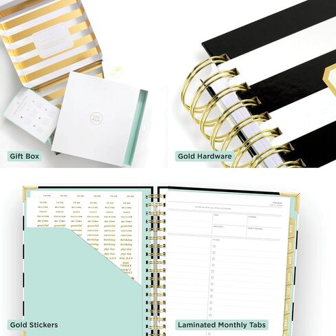 Day Designer 2024-2025 Daily Planner, July 2024 - June 2025, 7.4x9.5 Page Size, Daily Black Stripe Glossy Laminated Cover (Black Stripe) in Saudi Arabia