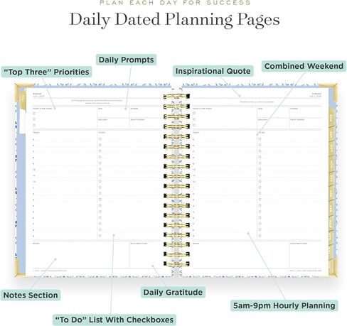Day Designer 2024-2025 Daily Planner, July 2024 - June 2025, 7.4x9.5 Page Size, Daily Black Stripe Glossy Laminated Cover (Black Stripe) in Saudi Arabia