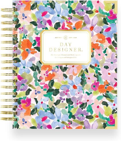 Day Designer 2024-2025 Daily Planner, July 2024 - June 2025, 7.4x9.5 Page Size, Daily Black Stripe Glossy Laminated Cover (Black Stripe) in Saudi Arabia