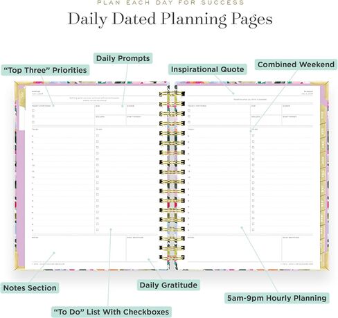 Day Designer 2024-2025 Daily Planner, July 2024 - June 2025, 7.4x9.5 Page Size, Daily Black Stripe Glossy Laminated Cover (Black Stripe) in Saudi Arabia