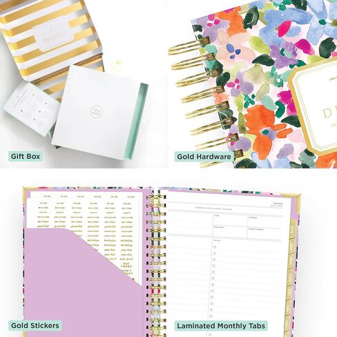 Day Designer 2024-2025 Daily Planner, July 2024 - June 2025, 7.4x9.5 Page Size, Daily Black Stripe Glossy Laminated Cover (Black Stripe) in Saudi Arabia