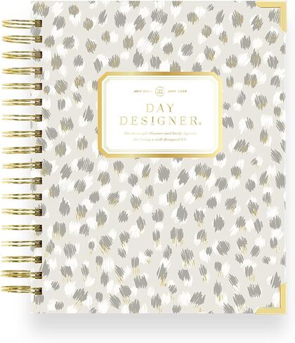 Day Designer 2024-2025 Daily Planner, July 2024 - June 2025, 7.4x9.5 Page Size, Daily Black Stripe Glossy Laminated Cover (Black Stripe) in Saudi Arabia