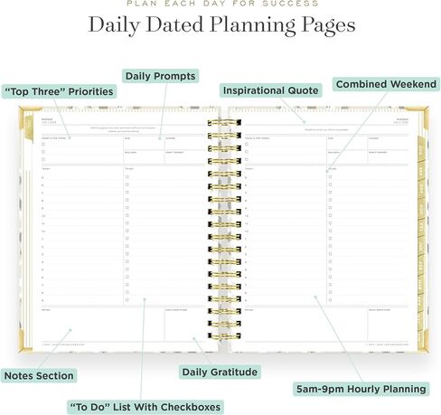 Day Designer 2024-2025 Daily Planner, July 2024 - June 2025, 7.4x9.5 Page Size, Daily Black Stripe Glossy Laminated Cover (Black Stripe) in Saudi Arabia