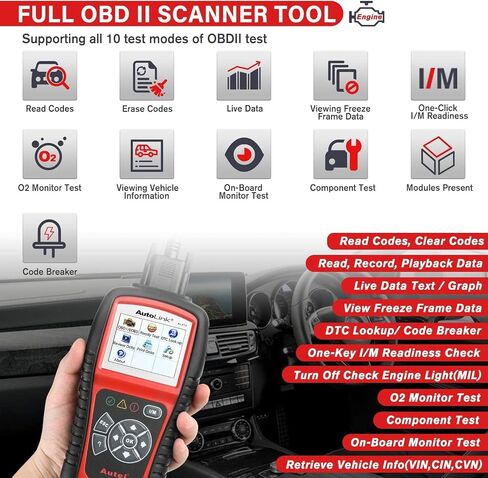 Autel AutoLink AL519 Car OBD2 Scanner, Classic Enhanced Mode 6 Engine Fault Code Reader OBDII CAN Diagnostic Scan Tool, One-Click Smog Check, DTC Lookup, Upgraded of AL319, Lifetime Free Update in Saudi Arabia