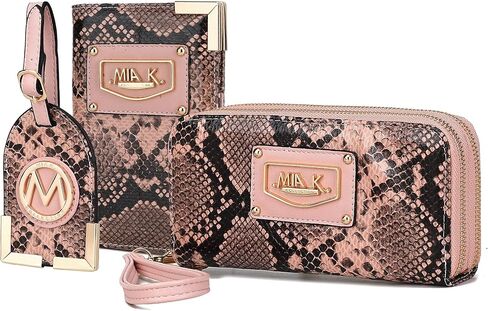 مجموعة MKF Collection هدية سفر للسيدات مكونة من 3 قطع - محفظة معصم - حامل جواز سفر - علامة تعليق اسم الأمتعة in Kuwait